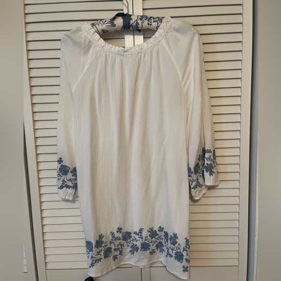 J Jill Crinkle White Love Linen Tunic - Size M - Picture 2 of 7
